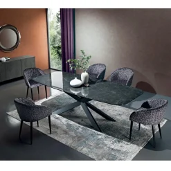 Viadurini Living Esstische-Polierter griechischer Tisch aus schwarzer Keramik, hergestellt in Italien – Grotta