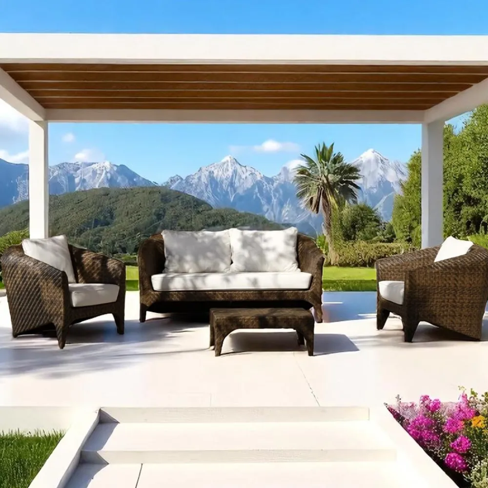 Viadurini in the Garden Garten Lounge Set-Polyrattan Wohnzimmer Marke REHAU in verschiedenen Ausführungen und weißen Kissen - Madness