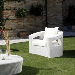 Viadurini in the Garden Garten Lounge Set-Polyrattan-Loungeset für den Außenbereich der Marke REHAU mit weißen Kissen – Charmix