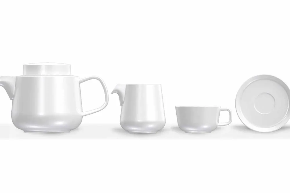 Viadurini Kitchen Tee Set Und Kaffee Set-Porzellantasse und Untertasse Service, Porzellanteekanne und Milchkännchen 14 Stück - Arktis