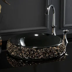 Viadurini Bathroom Keramikwaschbecken-Porzellanwaschbecken mit handapplizierten Blütenblättern, hergestellt in Italien – Amarone