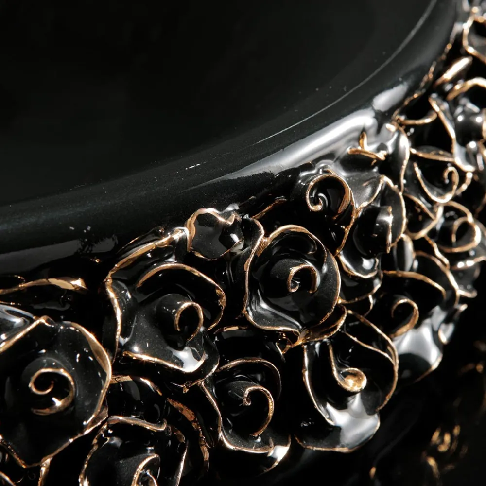 Viadurini Bathroom Keramikwaschbecken-Porzellanwaschbecken mit handapplizierten Blütenblättern, hergestellt in Italien – Amarone