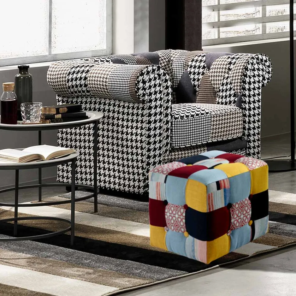 Viadurini Living Sitzsäcke|Sitzsäcke-Pouf mit Stoffbezug in Patchwork-Technik – Bromo