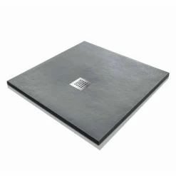 Viadurini Bathroom Quadratische Duschwannen-Quadratische Duschwanne 80x80 aus Harz mit modernem Stein-Effekt-Finish - Domio