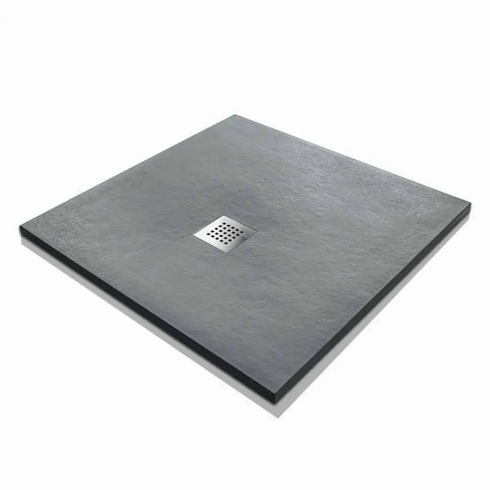 Viadurini Bathroom Quadratische Duschwannen-Quadratische Duschwanne 80x80 aus Harz mit modernem Stein-Effekt-Finish - Domio