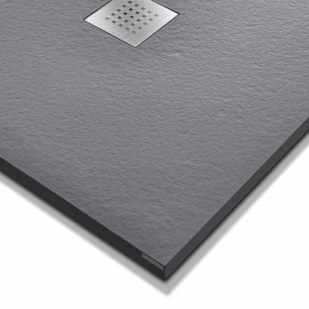 Viadurini Bathroom Quadratische Duschwannen-Quadratische Duschwanne 80x80 aus Harz mit modernem Stein-Effekt-Finish - Domio