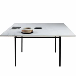 Viadurini Living Esstische-Quadratischer Esstisch mit Vase und Marmoreinlage 140 cm Luxury - Vesuvio