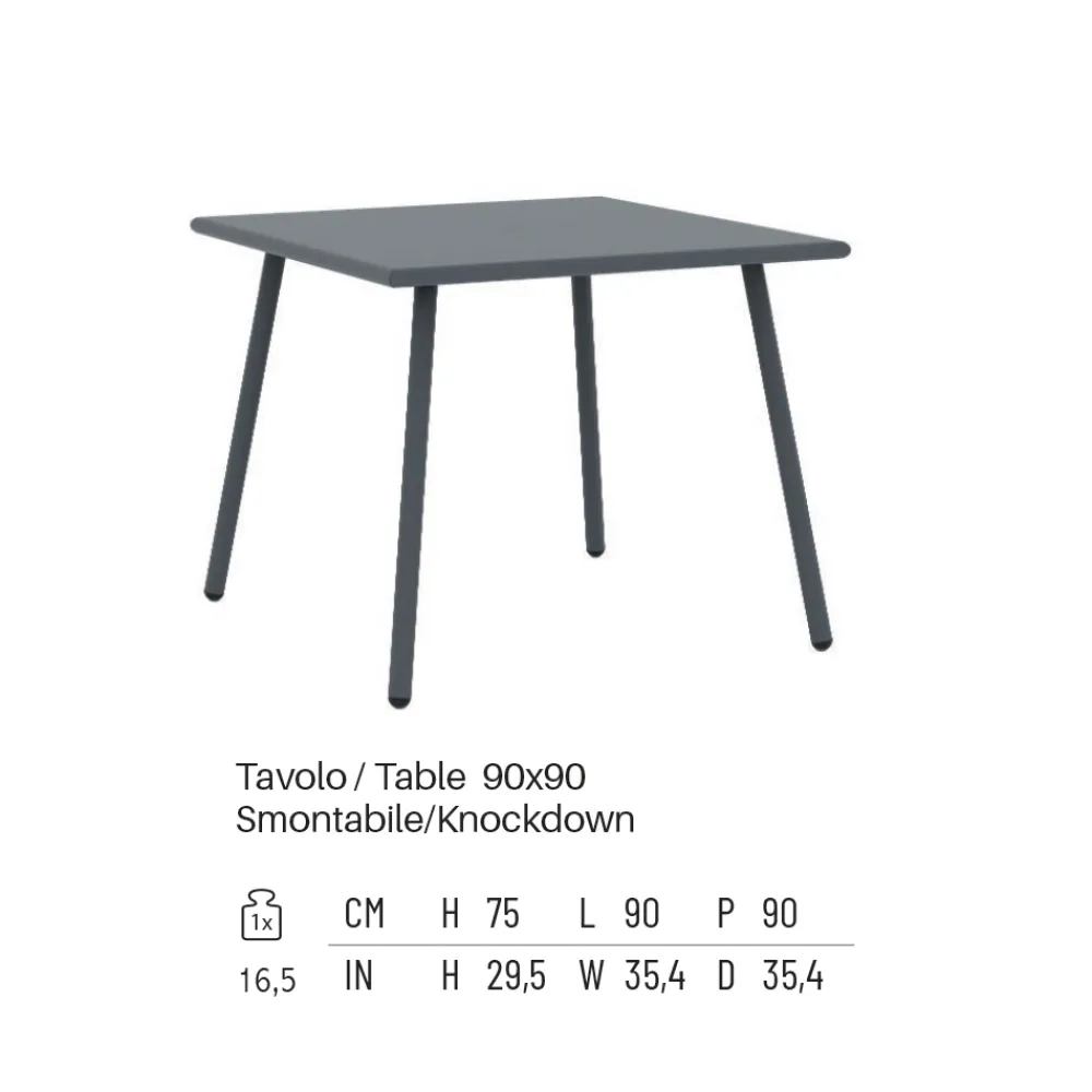 Viadurini in the Garden Gartentische Fest-Quadratischer Gartentisch aus verzinktem Stahl Made in Italy - Elvia