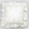Viadurini Textile Kissenbezüge-Quadratischer Kissenbezug aus weißem Leinen mit dekorativer Spitze an den Kanten und Volants - Priscilla