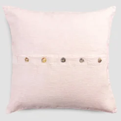 Viadurini Textile Kissenbezüge-Quadratischer Kissenbezug aus farbigem Leinen mit Agoya-Knöpfen aus Perlmutt - Mittelmeer