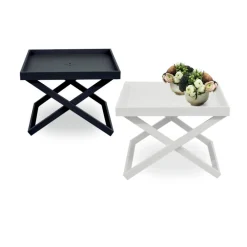 Viadurini in the Garden Garten Beistelltisch-Quadratischer Outdoor-Couchtisch aus Aluminium mit abnehmbarem Tablett - Vander