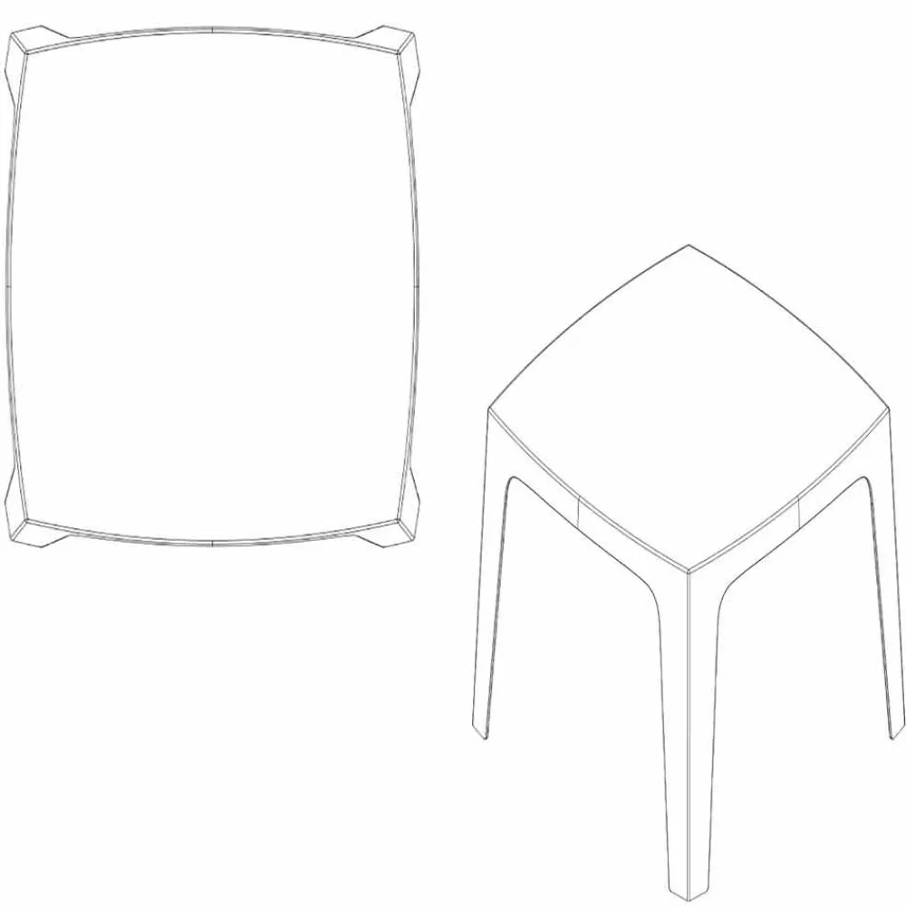 Vondom Gartentische Fest-Quadratischer Outdoor-Tisch Solid Polypropylen, modernes Design,4 Stück