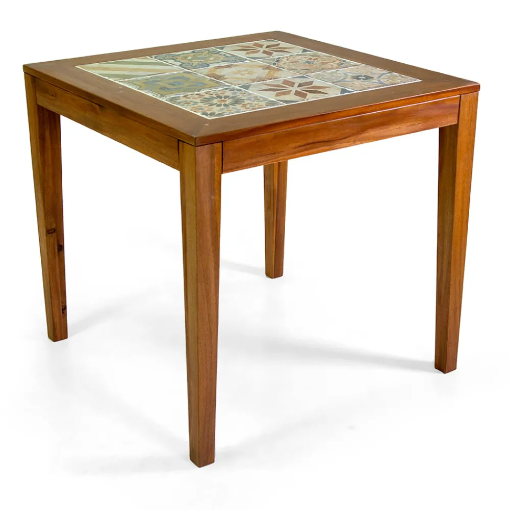 Viadurini in the Garden Gartentische Aus Teakholz-Quadratischer Tisch aus Akazienholz und Keramikplatte - Technical