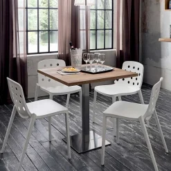 Viadurini Living Esstische-Quadratischer Tisch aus satiniertem HPL-Edelstahlmetall, hergestellt in Italien – Linse