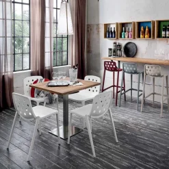 Viadurini Living Esstische-Quadratischer Tisch aus satiniertem HPL-Edelstahlmetall, hergestellt in Italien – Linse