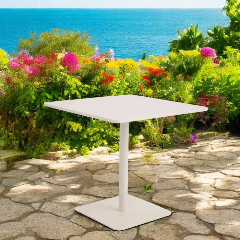 Viadurini in the Garden Gartentische Aus Aluminium-Quadratischer Tisch 80x80 cm Outdoor aus Beige Aluminium - Alfresco