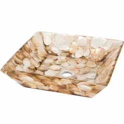 Viadurini Bathroom Harzwaschbecken-Quadratisches Design-Aufsatzwaschbecken Akira, aus künstlichem Harz.