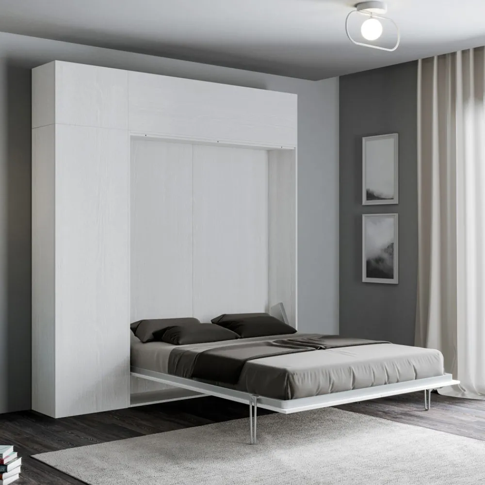 Viadurini Night Design Klappbett-Queen-Size-Bett mit vertikalem Klappbett mit Säule und Wandeinheit - Magiccompare