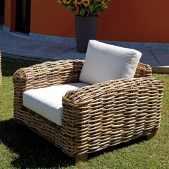 Viadurini in the Garden Garten Lounge Set-Rattan-Gartenlounge mit Couchtisch und Kissen aus Holz - Hugues