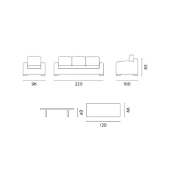 Viadurini in the Garden Garten Lounge Set-Rattan-Gartenlounge mit Couchtisch und Kissen aus Holz - Hugues
