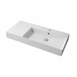 Viadurini Bathroom Keramikwaschbecken-Rechte Einloch-Waschtischplatte oder Wandspüle aus Keramik Leivi