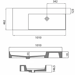 Viadurini Bathroom Keramikwaschbecken-Rechte Einloch-Waschtischplatte oder Wandspüle aus Keramik Leivi