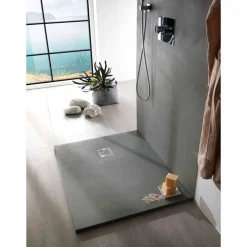 Viadurini Bathroom Rechteckige Duschwannen-Rechteckige Duschwanne 100x80 in Resin Concrete Effect Finish - Cupio