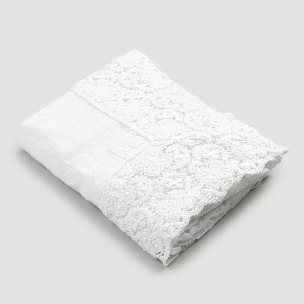 Viadurini Textile Tischdecken-Rechteckige Tischdecke aus Leinen und Spitzenbaumwolle im Luxusdesign - Olimpia