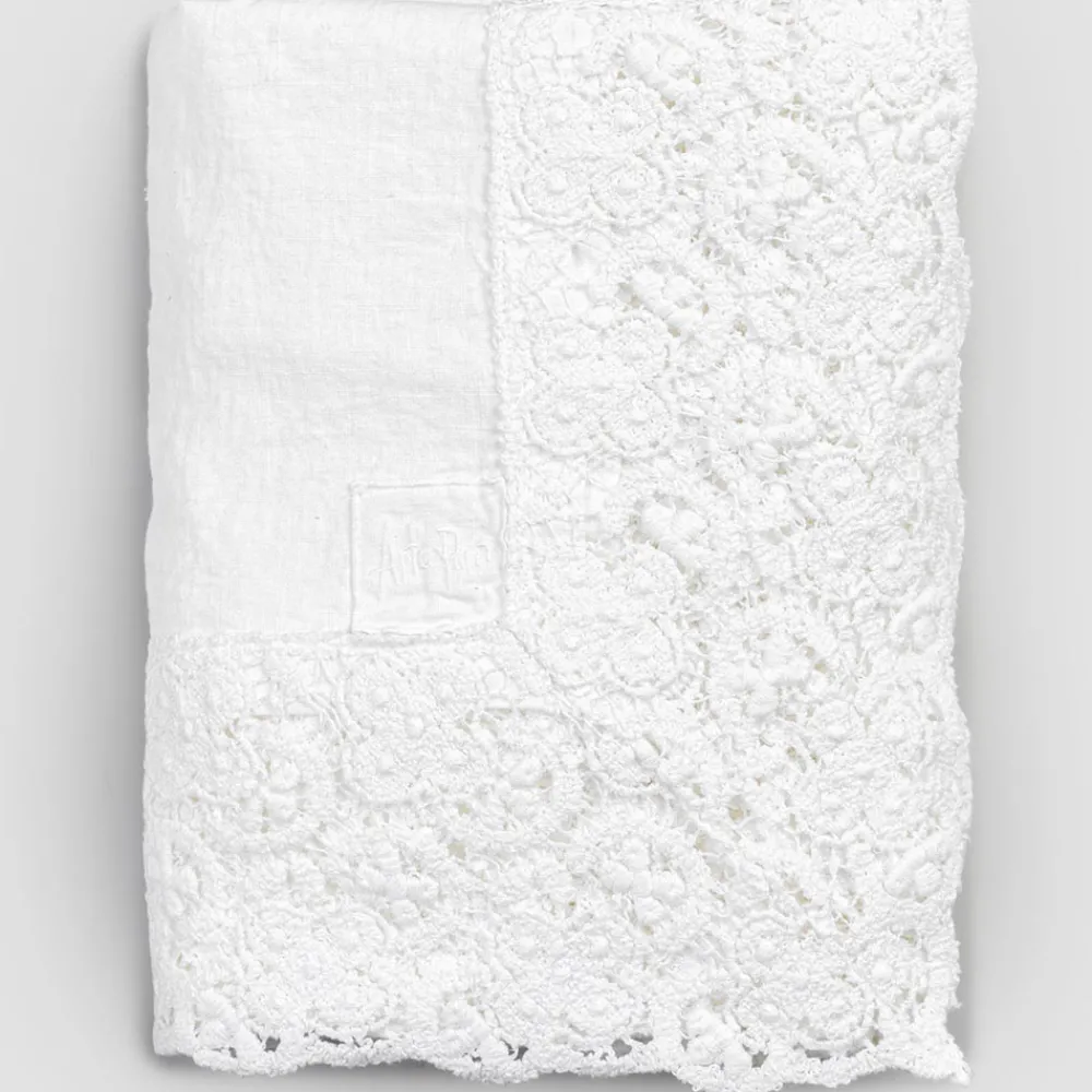 Viadurini Textile Tischdecken-Rechteckige Tischdecke aus Leinen und Spitzenbaumwolle im Luxusdesign - Olimpia