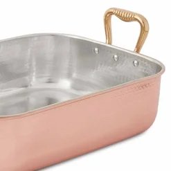 Viadurini Kitchen Kochgeschirr-Rechteckiger Bräter für die Türkei in verzinntem Kupfer von Hand 40x30 cm - Giampaolo