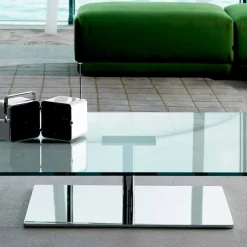 Viadurini Living Moderne Couchtische-Rechteckiger Couchtisch für das Wohnzimmer aus extra klarem oder Rauchglas - Giovannino