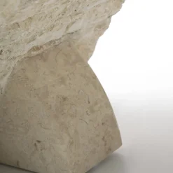 Viadurini Living Couchtische Aus Stein-Rechteckiger Couchtisch mit Sockel aus weißem Fossilstein – Gardenia