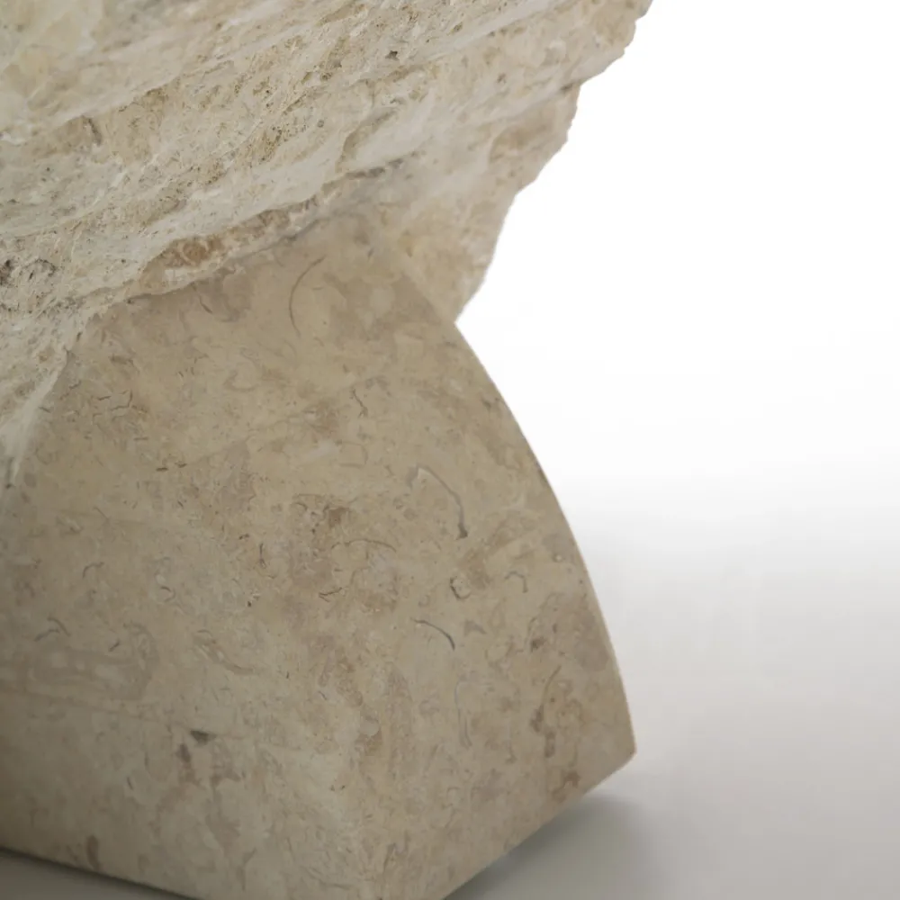 Viadurini Living Couchtische Aus Stein-Rechteckiger Couchtisch mit Sockel aus weißem Fossilstein – Gardenia