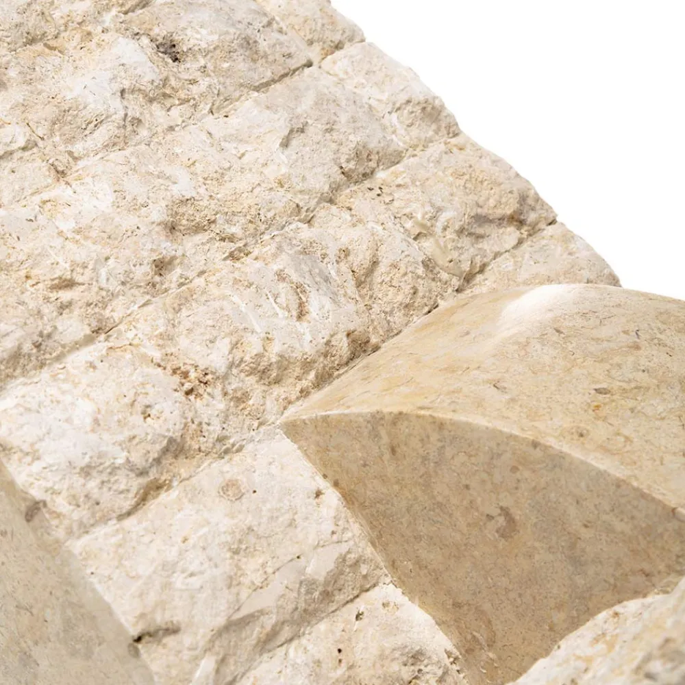 Viadurini Living Couchtische Aus Stein-Rechteckiger Couchtisch mit Sockel aus weißem Fossilstein – Gardenia