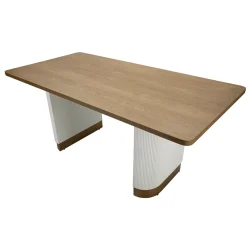 Viadurini Living Esstische-Rechteckiger Esstisch aus Holz mit Relieflinien verziert - Rachel