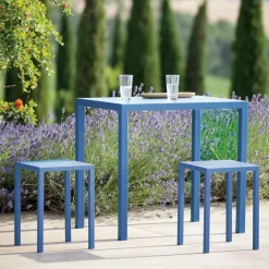 Viadurini in the Garden Gartentische Fest-Rechteckiger Gartentisch aus verzinktem Stahl Made in Italy - Azul