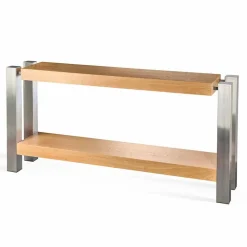 Viadurini Living Konsolentisch Flur-Rechteckiger Konsolentisch Aida mit Ablage aus Eiche, modernes Design