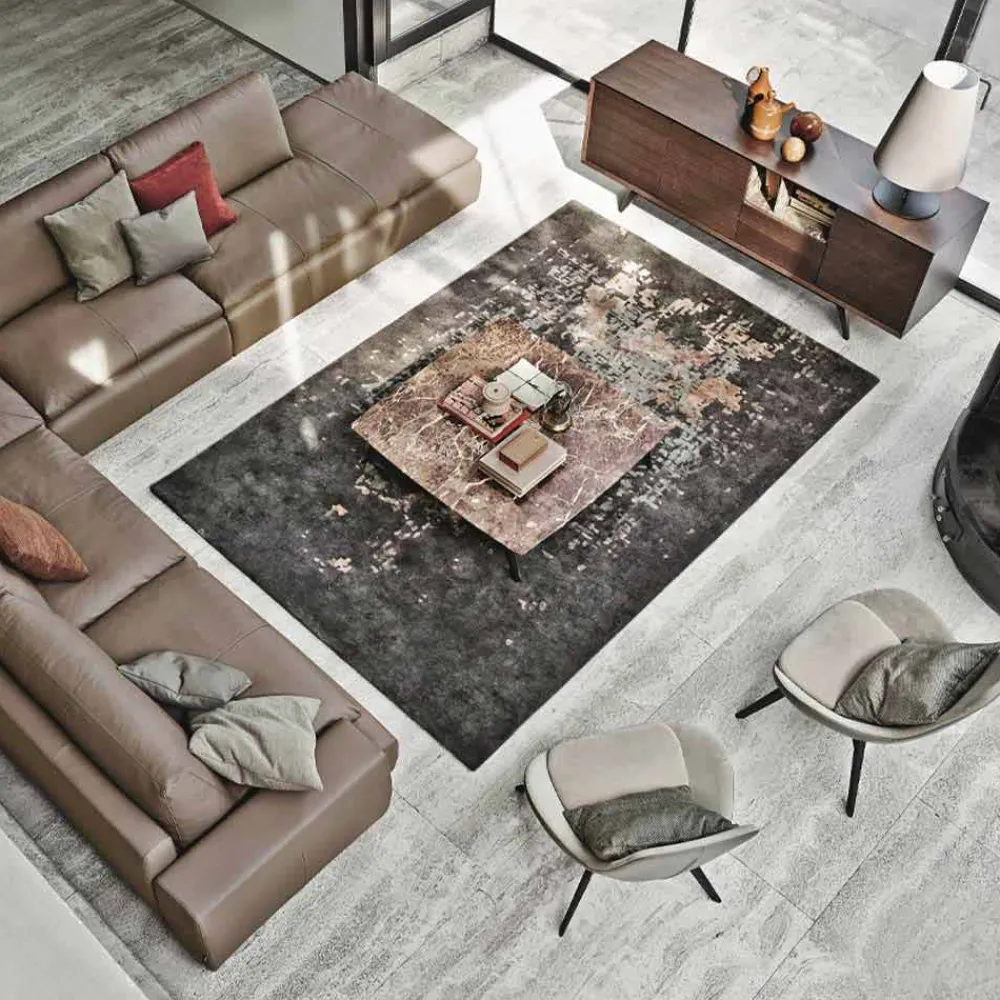 Viadurini Living Teppiche-Rechteckiger rechteckiger Wohnzimmerteppich aus Wolle, Baumwolle und Viskose Made in Italy