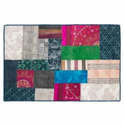 Viadurini Carpets Teppiche-Rechteckiger Teppich aus blauer Kelim-Baumwolle oder farbigem Patchwork - Faser