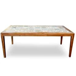 Viadurini in the Garden Gartentische Aus Teakholz-Rechteckiger Tisch aus Akazienholz und Keramikplatte - Technical