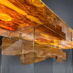 Viadurini Living Esstische Nach Mass-Rechteckiger Tisch aus Olivenbaumholz und Glas Portofino