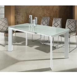 Viadurini Living Ausziehbare Esstische-Rechteckiger Tisch bis 220 cm weiß opak Jordy