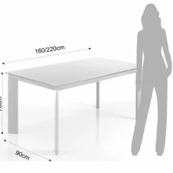 Viadurini Living Ausziehbare Esstische-Rechteckiger Tisch bis 220 cm weiß opak Jordy