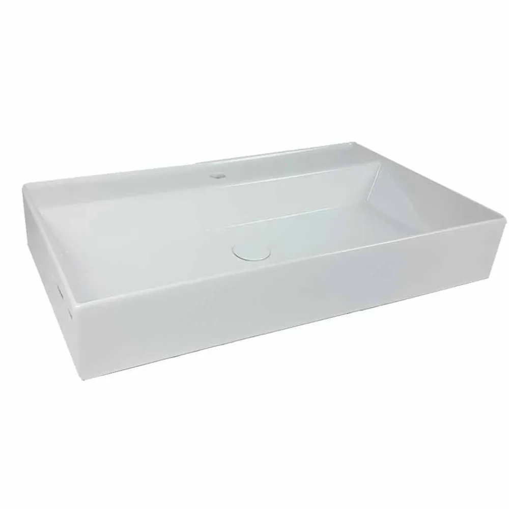 Viadurini Bathroom Keramikwaschbecken-Rechteckiges Aufsatzwaschbecken L 80 cm aus Keramik Made in Italy - Piacione