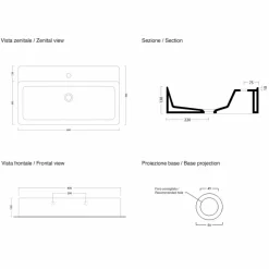 Viadurini Bathroom Keramikwaschbecken-Rechteckiges Aufsatzwaschbecken L 80 cm aus Keramik Made in Italy - Piacione