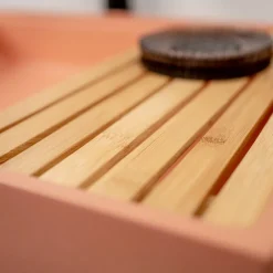 Viadurini Bathroom Beton Waschbecken-Rechteckiges Aufsatzwaschbecken aus Mali-Orange-Terrazzo – Azalee