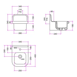 Viadurini Bathroom Vintage Waschbecken|Farbige Waschbecken-Rechteckiges hängendes Badezimmerwaschbecken aus Keramik – Elodie