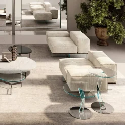 Viadurini Living Moderne Sofas-Rechtes Ecksofa mit Sockel aus extraklarem Glas, hergestellt in Italien – Rory