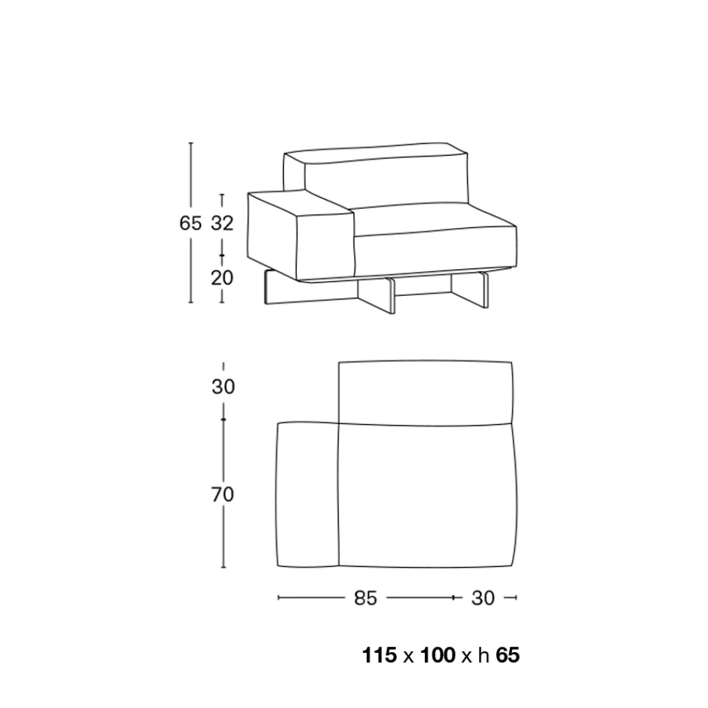 Viadurini Living Moderne Sofas-Rechtes Ecksofa mit Sockel aus extraklarem Glas, hergestellt in Italien – Rory