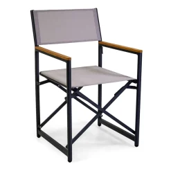 Viadurini in the Garden Metallsessel-Regiestuhl aus Aluminium, Textilene und Teak Armlehne - Tenda